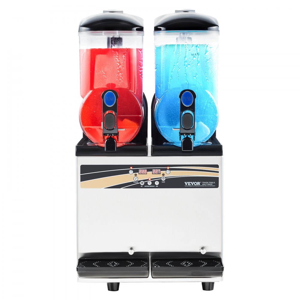 VEVOR kommerzieller Frozen Drink Maker, 15 L x 2 Slush-Maschine mit zwei Tanks, 120 Tassen Margarita-Smoothie-Maschine aus Edelstahl, Slush-Maker für Zuhause Partys Restaurants Cafés Bars