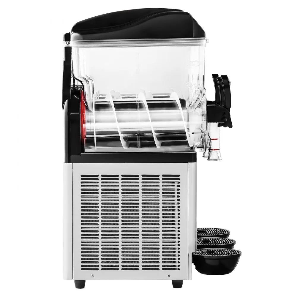 VEVOR Gewerbliche Slush Eis Maschine 45 L Slushie-Maker mit 3 Tanks, Crushed Ice-Maschine aus Edelstahl für 180 Tassen Margarita und Smoothies, Eis-Slush-Maschine für Zuhause Gastronomie Cafés Bars