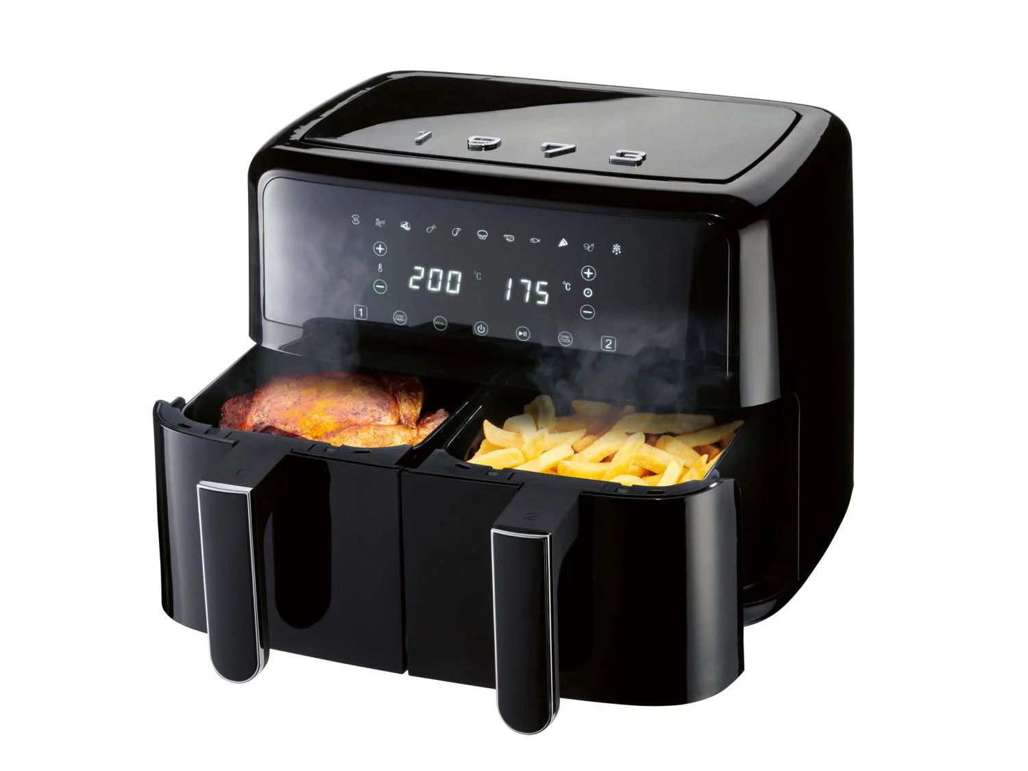 Silvercrest Doppelzonen-Heißluftfritteuse SHLFD 2600 B1 – 2x 4,35 L, 2600 W